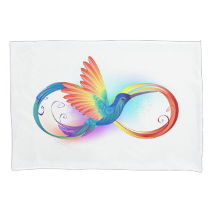 Rainbow Hummingbird with Infinity symbol Pillowcase