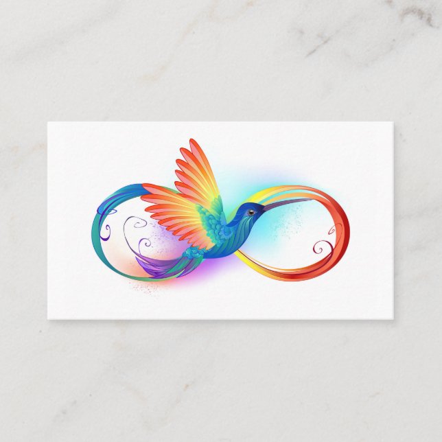 Rainbow Hummingbird with Infinity symbol Place Card (Front)