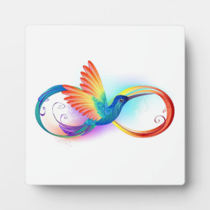 Rainbow Hummingbird with Infinity symbol Plaque