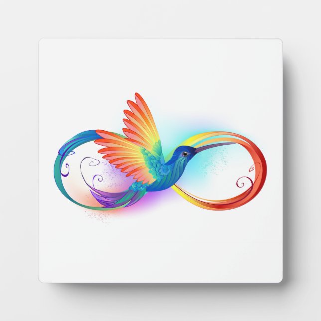 Rainbow Hummingbird with Infinity symbol Plaque (Front)