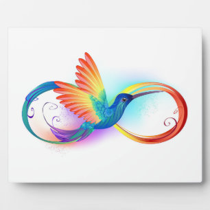 Rainbow Hummingbird with Infinity symbol Plaque
