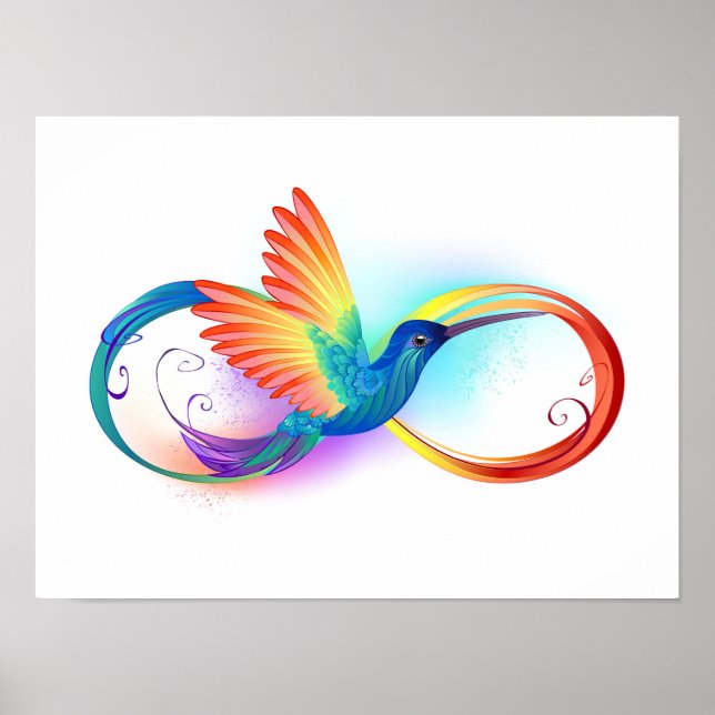 Rainbow Hummingbird with Infinity symbol Poster (Front)