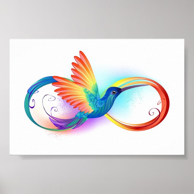 Rainbow Hummingbird with Infinity symbol Poster (Front)