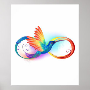 Rainbow Hummingbird with Infinity symbol Poster