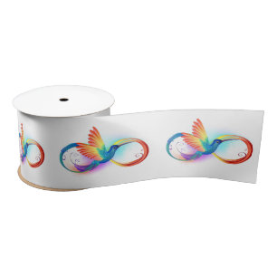 Rainbow Hummingbird with Infinity symbol Satin Ribbon