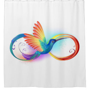 Rainbow Hummingbird with Infinity symbol Shower Curtain