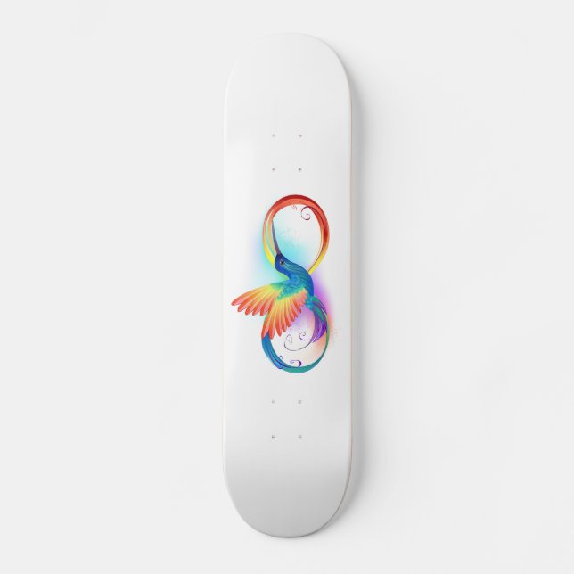 Rainbow Hummingbird with Infinity symbol Skateboard (Front)