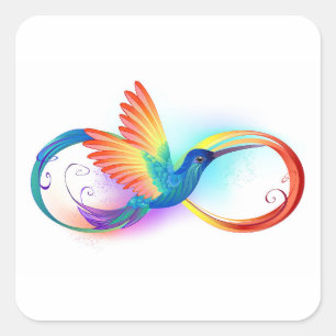 Rainbow Hummingbird with Infinity symbol Square Sticker