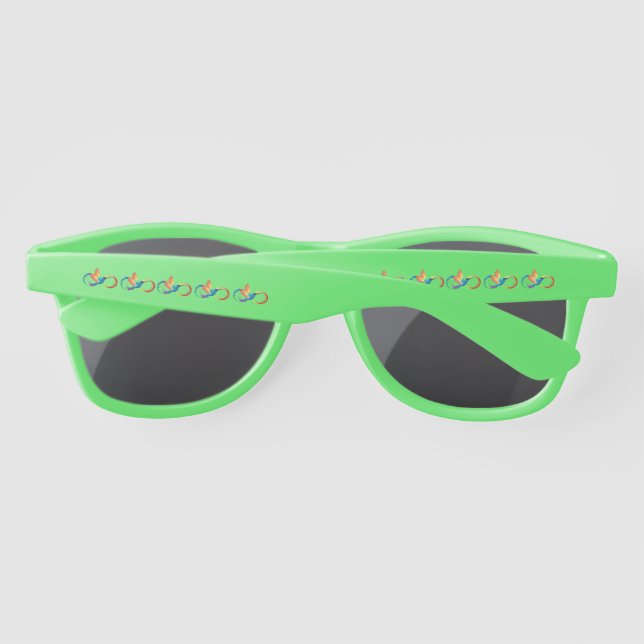 Rainbow Hummingbird with Infinity symbol Sunglasses (Back)