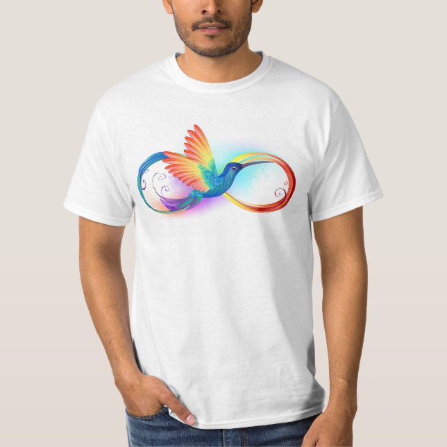 Rainbow Hummingbird with Infinity symbol T-Shirt (Front)