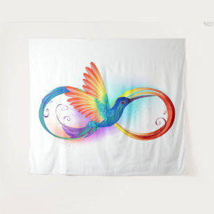 Rainbow Hummingbird with Infinity symbol Tapestry