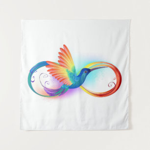 Rainbow Hummingbird with Infinity symbol Tapestry