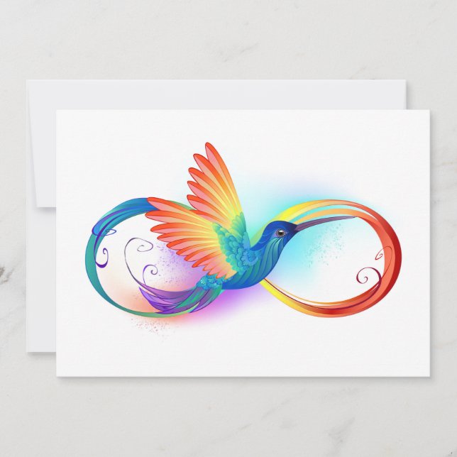 Rainbow Hummingbird with Infinity symbol Thank You Card (Front)