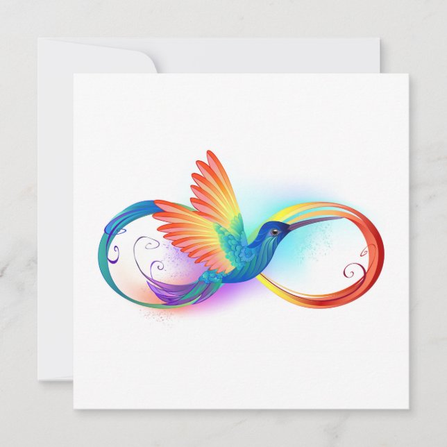 Rainbow Hummingbird with Infinity symbol Thank You Card (Front)