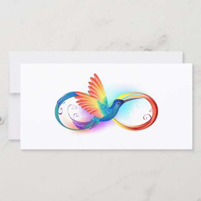 Rainbow Hummingbird with Infinity symbol Thank You Card (Front)