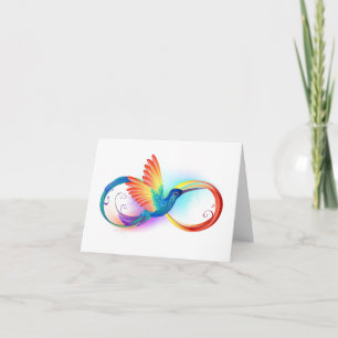 Rainbow Hummingbird with Infinity symbol Thank You Card