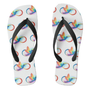 Rainbow Hummingbird with Infinity symbol Thongs