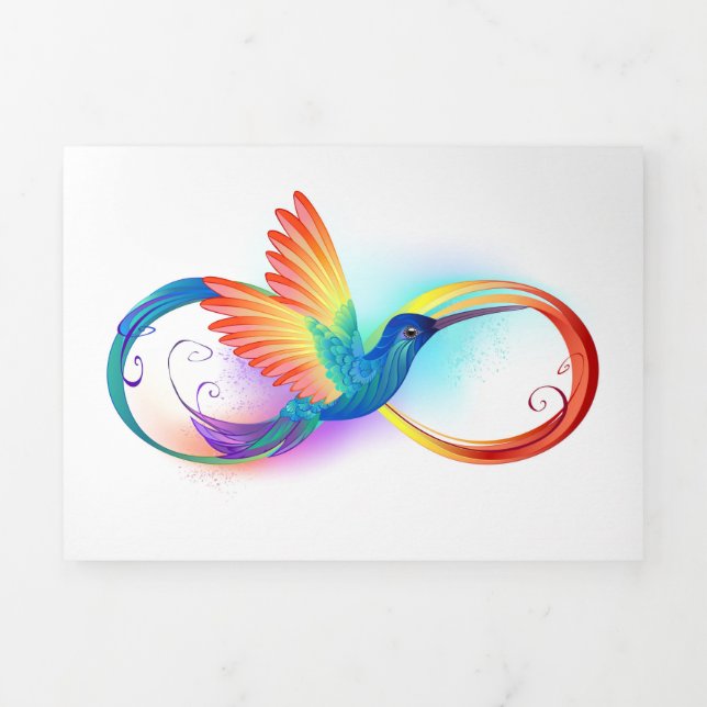 Rainbow Hummingbird with Infinity symbol Tri-Fold Announcement (Cover)
