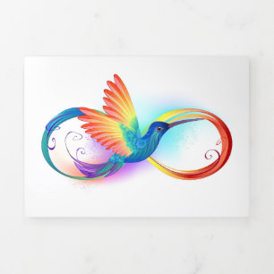 Rainbow Hummingbird with Infinity symbol Tri-Fold Card