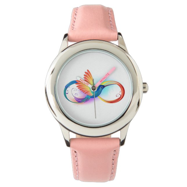 Rainbow Hummingbird with Infinity symbol Watch (Front)