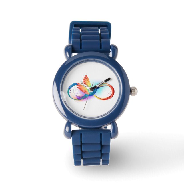 Rainbow Hummingbird with Infinity symbol Watch (Front)