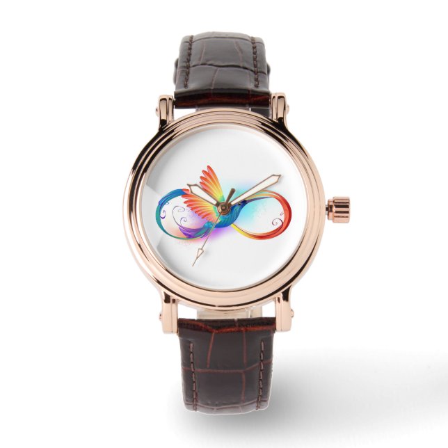 Rainbow Hummingbird with Infinity symbol Watch (Front)