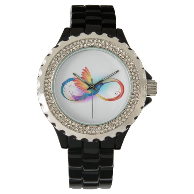 Rainbow Hummingbird with Infinity symbol Watch (Front)