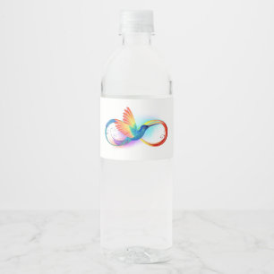 Rainbow Hummingbird with Infinity symbol Water Bottle Label