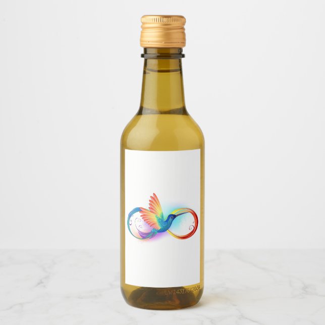 Rainbow Hummingbird with Infinity symbol Wine Label (Front)