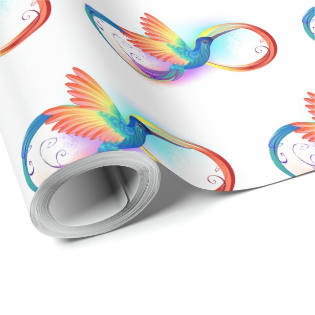 Rainbow Hummingbird with Infinity symbol Wrapping Paper (Roll Corner)