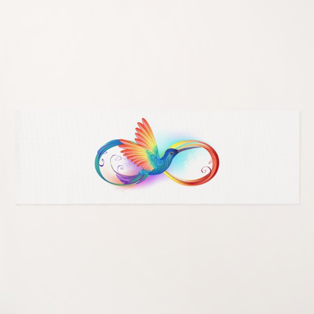 Rainbow Hummingbird with Infinity symbol Yoga Mat (Front (Horizontal))