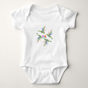 Rainbow Hummingbirds Kissing A Flower Baby Bodysuit