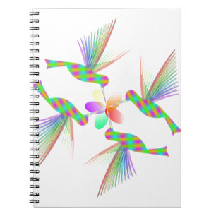 Rainbow Hummingbirds Kissing A Flower Notebook