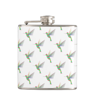 Rainbow Hummingbirds Pattern Hip Flask