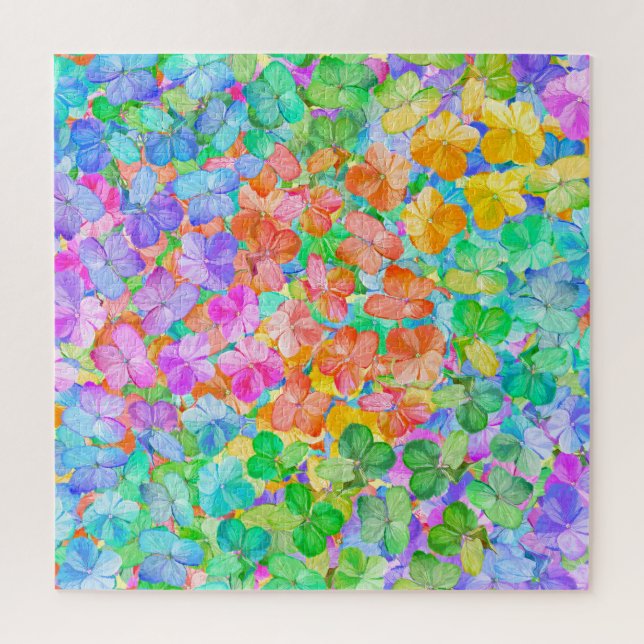 Rainbow Hydrangea Flowers Jigsaw Puzzle (Vertical)