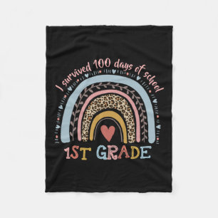 Rainbow I Survived 100 Days Of 1st Grade School St Fleece Blanket