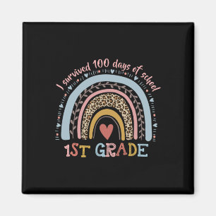 Rainbow I Survived 100 Days Of 1st Grade School St Magnet