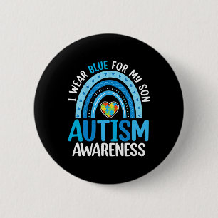 Rainbow I Wear Blue For My Son Autism Awareness 6 Cm Round Badge