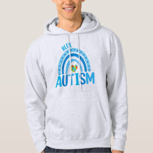 Rainbow I Wear Blue For My Son Autism Awareness Gi Hoodie