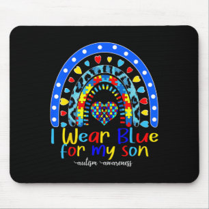 Rainbow I Wear Blue For My Son Autism Spectrum Dis Mouse Pad