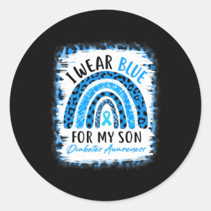 Rainbow I Wear Blue Ribbon For My Son T1d Diabetes Classic Round Sticker