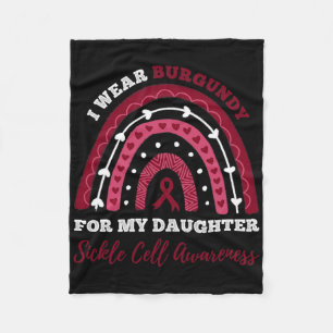 Rainbow I Wear Burgundy Daughter Sickle Cell Aware Fleece Blanket