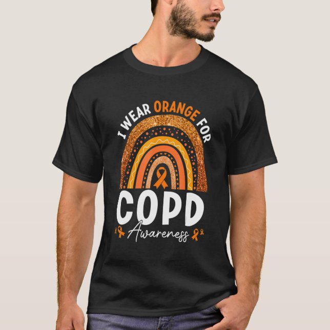 Rainbow I Wear Orange Ribbon For COPD Awareness T-Shirt (Front)