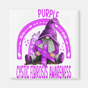 Rainbow I Wear Purple Cystic Fibrosis Awareness Magnet