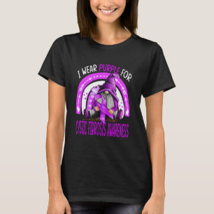 Rainbow I Wear Purple Cystic Fibrosis Awareness T-Shirt