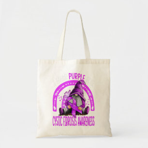 Rainbow I Wear Purple Cystic Fibrosis Awareness Tote Bag