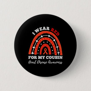 Rainbow I Wear Red For My Cousin Heart Disease Awa 6 Cm Round Badge