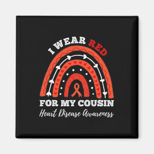 Rainbow I Wear Red For My Cousin Heart Disease Awa Magnet
