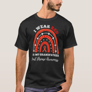 Rainbow I Wear Red For My Grandfather Heart Diseas T-Shirt