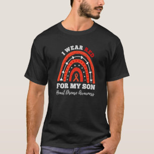 Rainbow I Wear Red For My Son Heart Disease Awaren T-Shirt